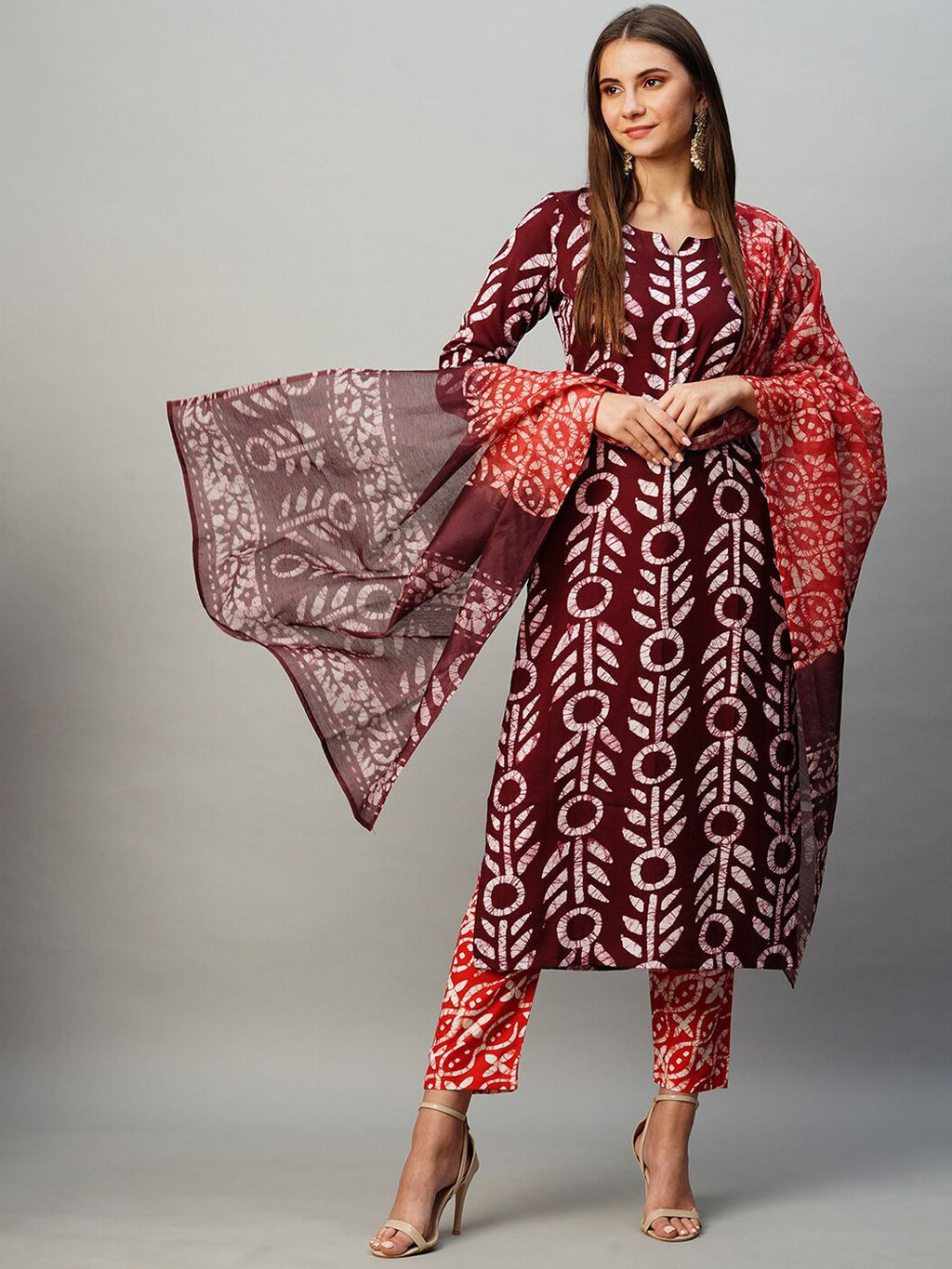 Dhimhi Women's Ethnic Motifs Printed Straight Kurta With Trousers & Dupatta