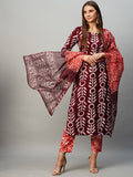 Dhimhi Women's Ethnic Motifs Printed Straight Kurta With Trousers & Dupatta