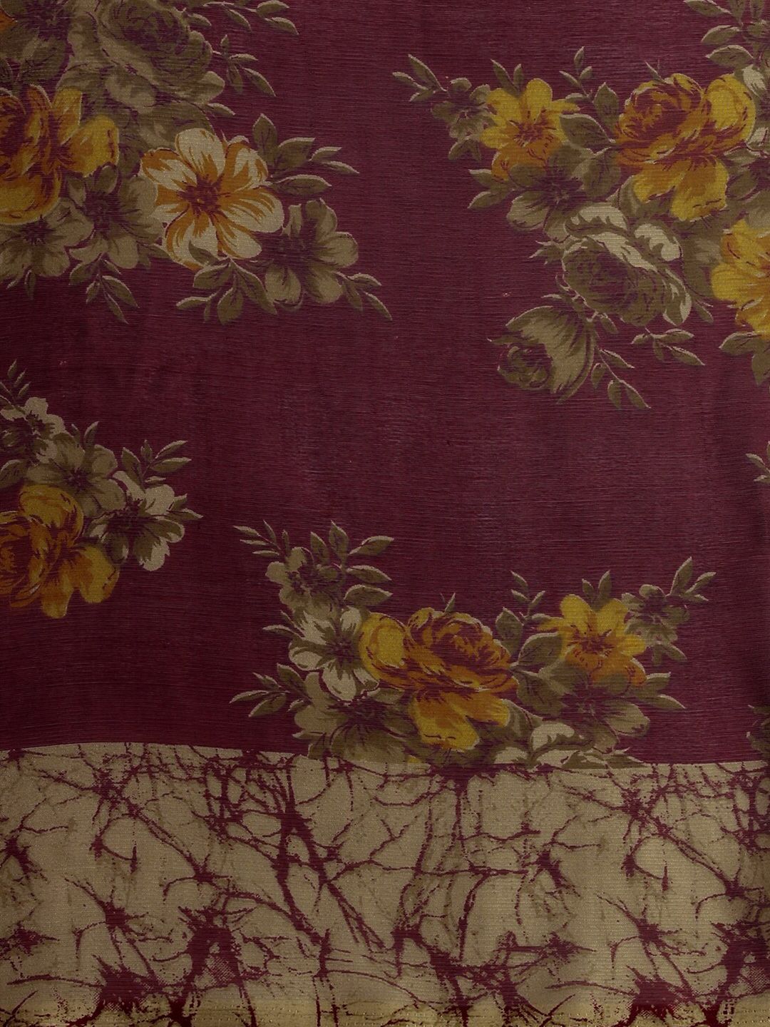 Dhimhi Women's Maroon & Yellow Floral Saree
