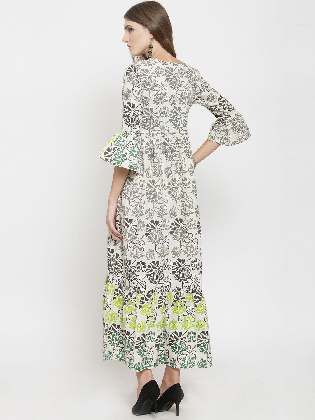 Dhimhi Women's Off-White Printed A-Line Dress