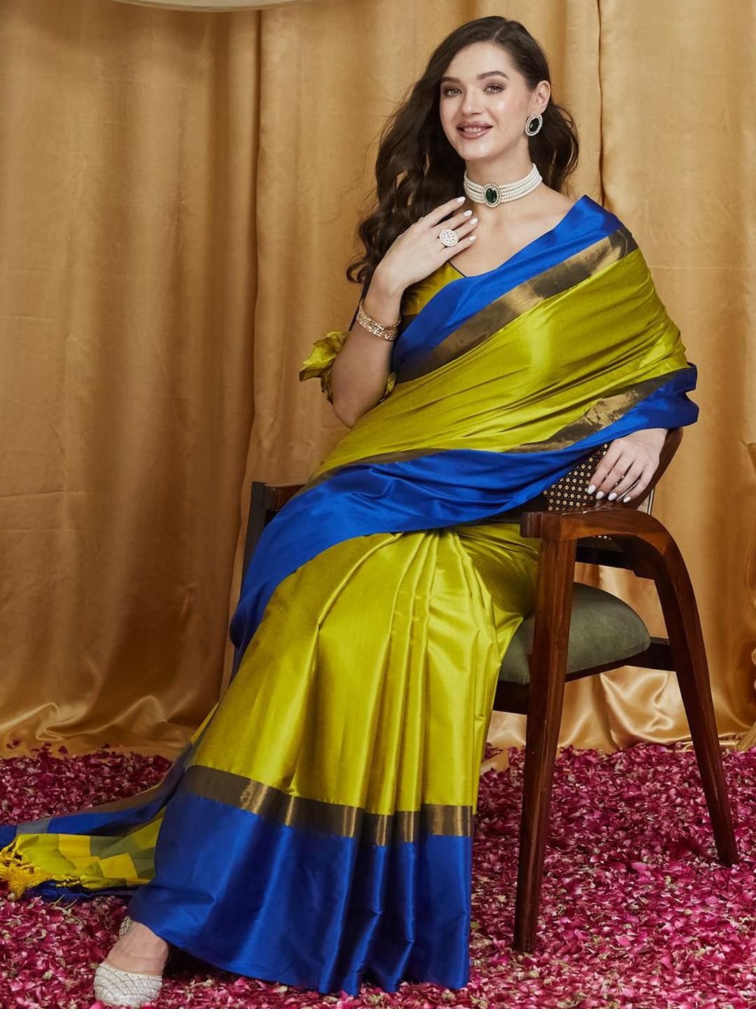 Dhimhi Women's Silk Cotton Banarasi Saree