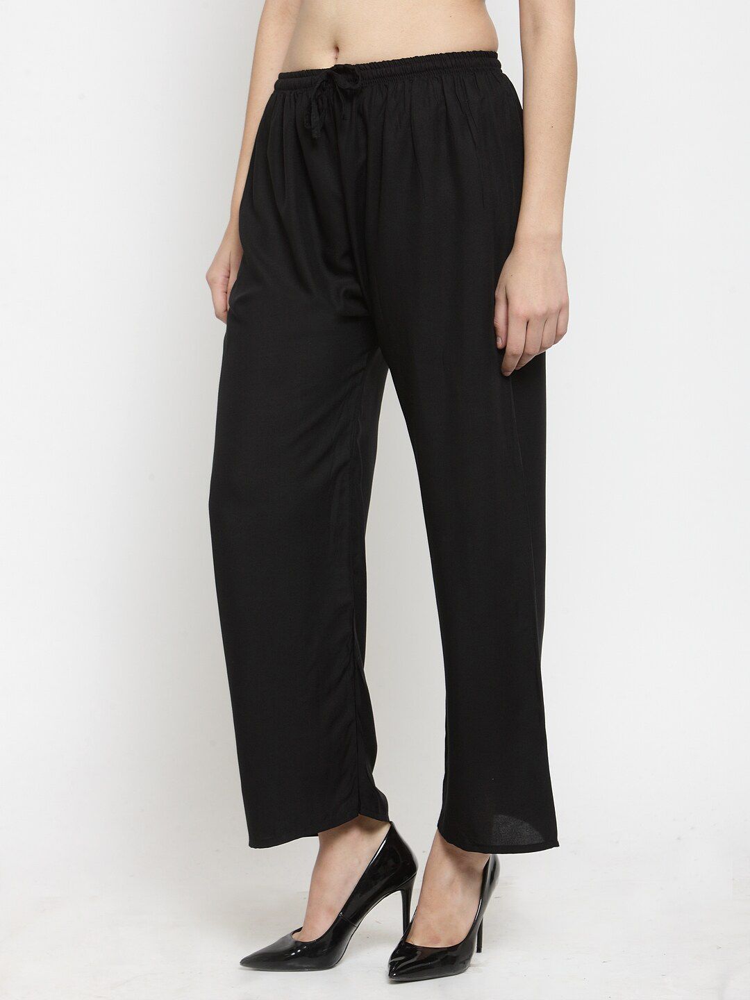 Dhimhi Women's Black Flared Palazzos