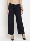 Dhimhi Women's Navy Blue Palazzos
