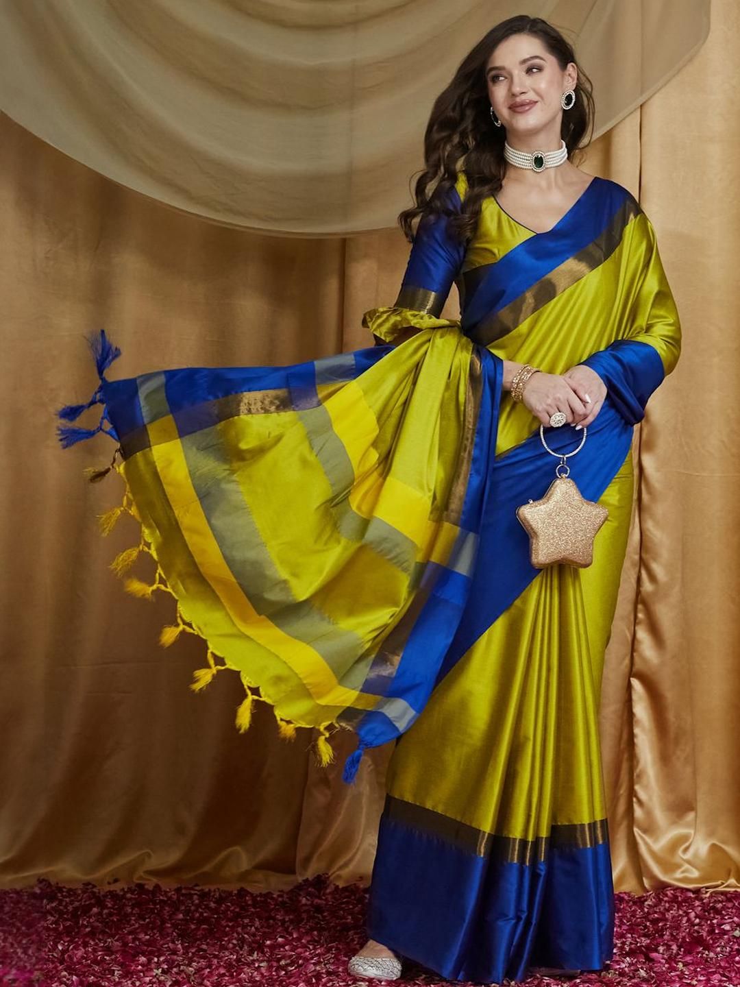 Dhimhi Women's Silk Cotton Banarasi Saree