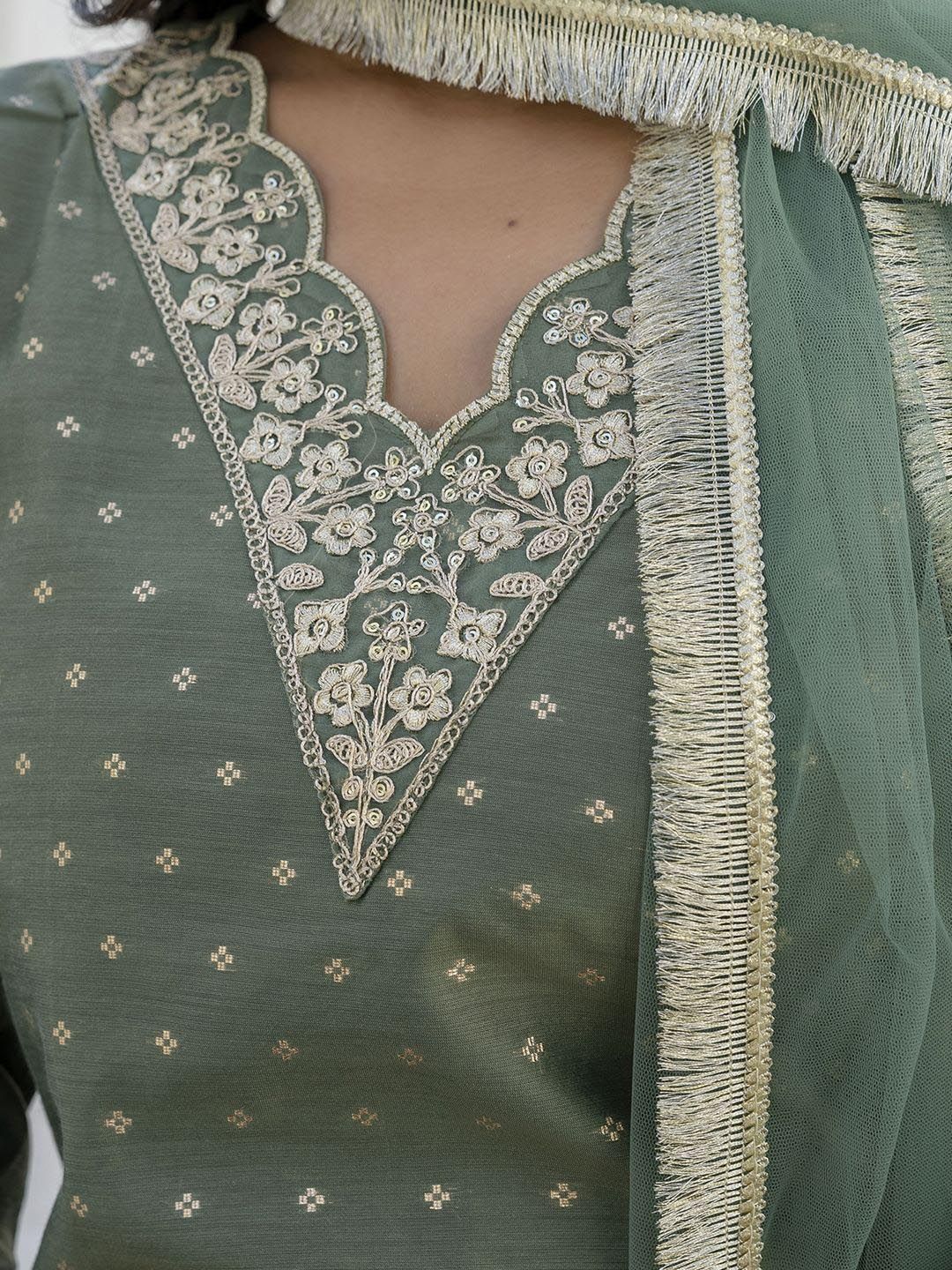 Dhimhi women's ethnic kurta pant set with matching dupatta, featuring traditional design and vibrant colors.