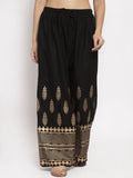 Dhimhi Women's Black Printed Straight Palazzos