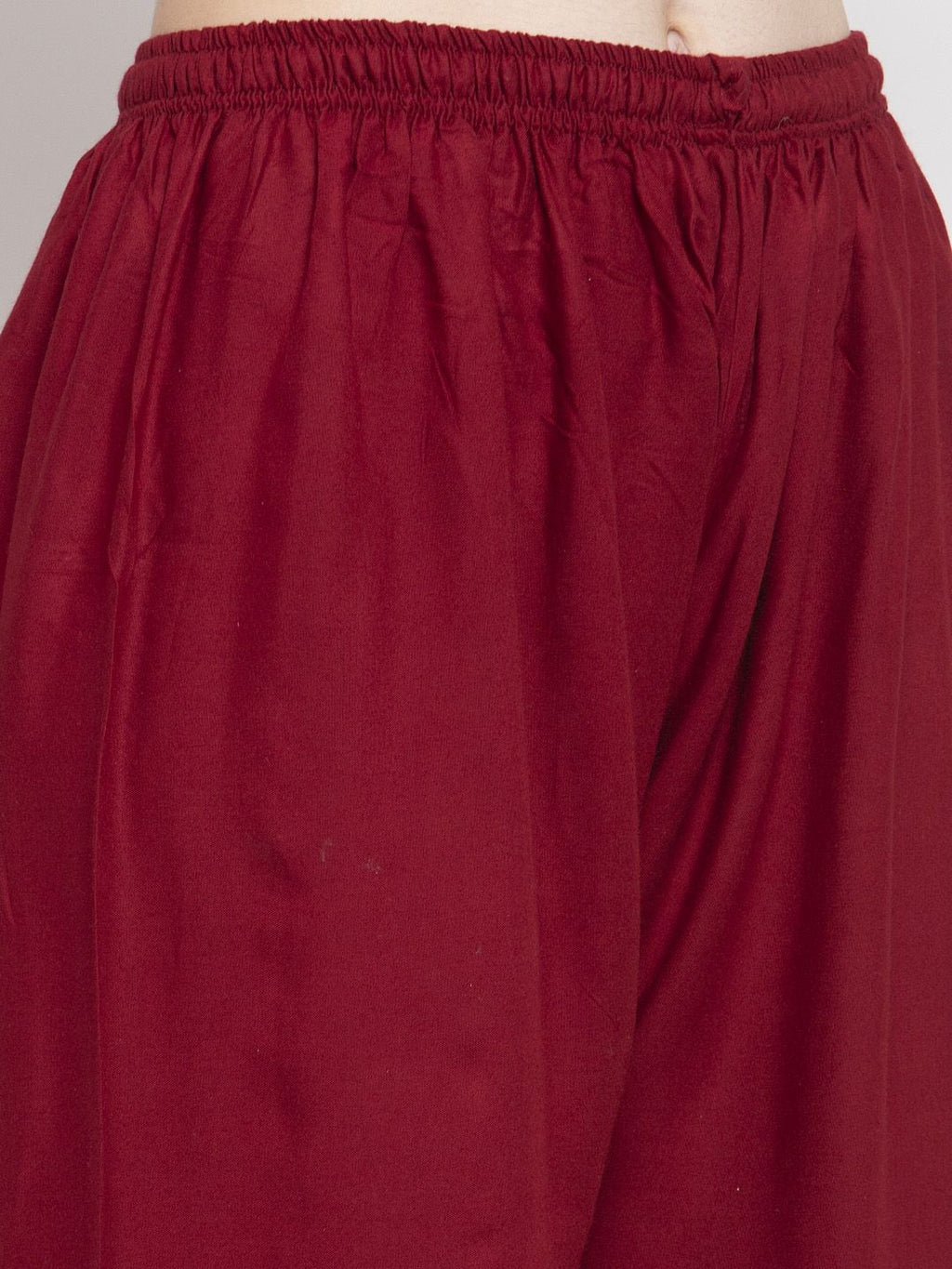 Dhimhi Women's Maroon Printed Wide Leg Palazzos