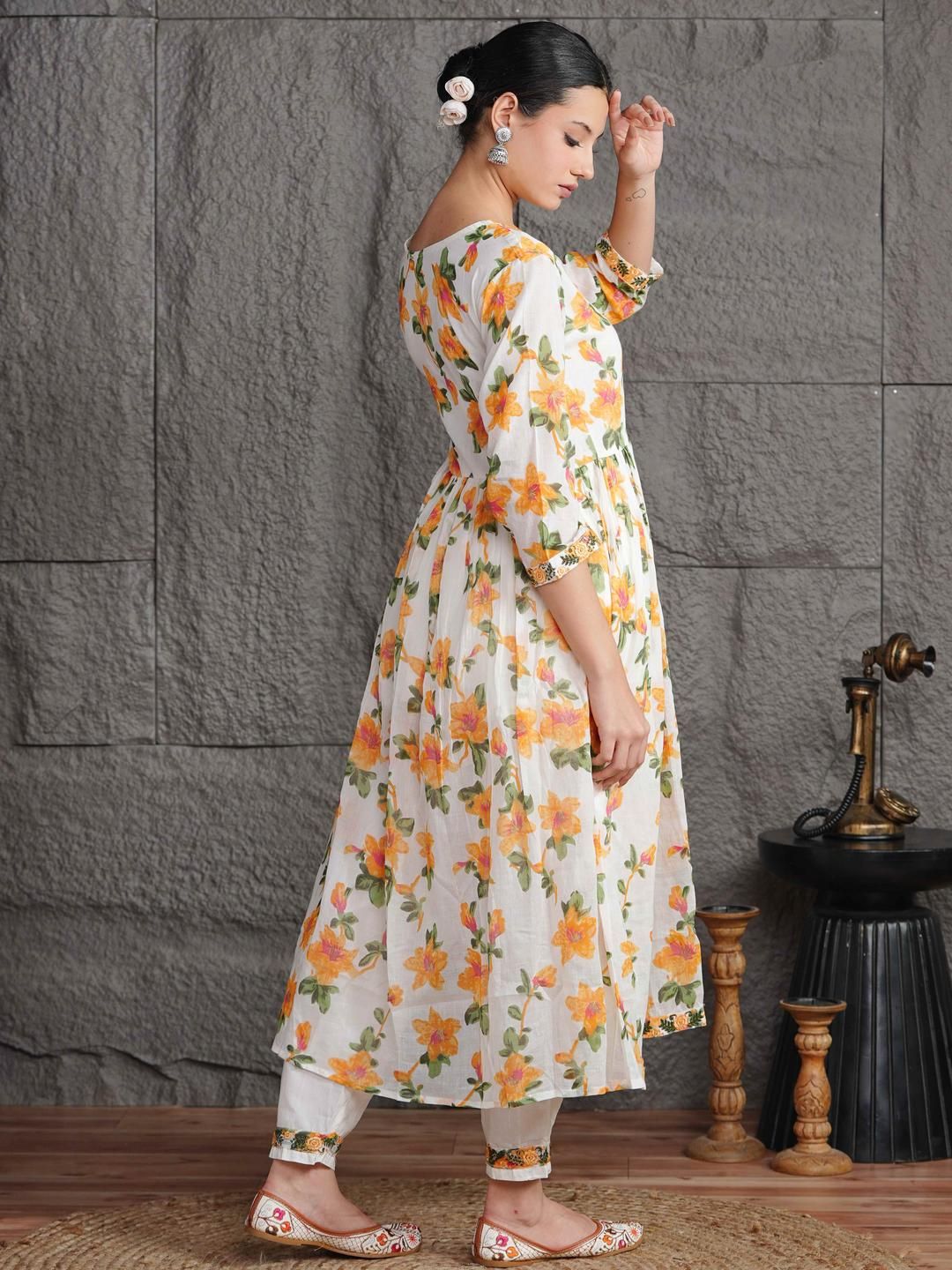 Dhimhi Women Anarkali Kurta & Angarkha Pattern & Embroidery Work Kurta Trousers & Dupatta