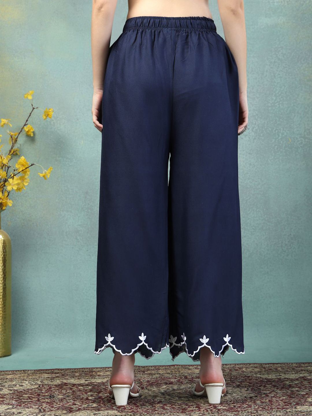 Dhimhi Women's Hem Design Ethnic Palazzos