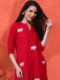 Women Embroidered Keyhole Neck Thread Work Kurta