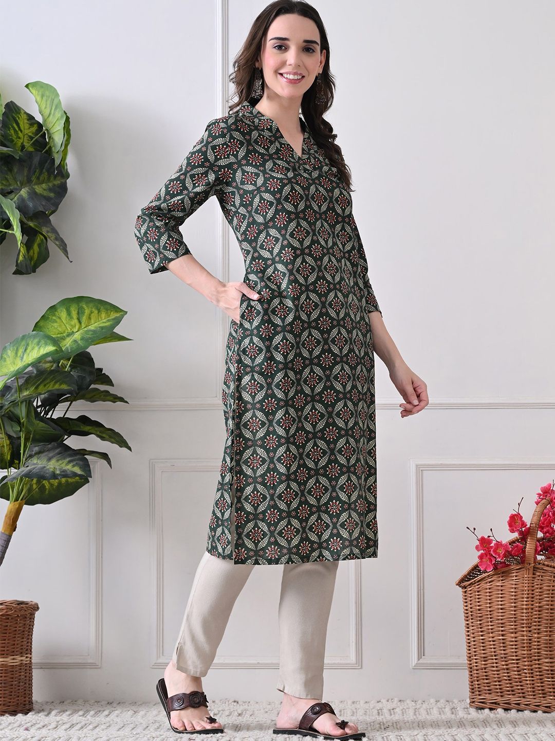 Women Cotton Floral Printed Kurta