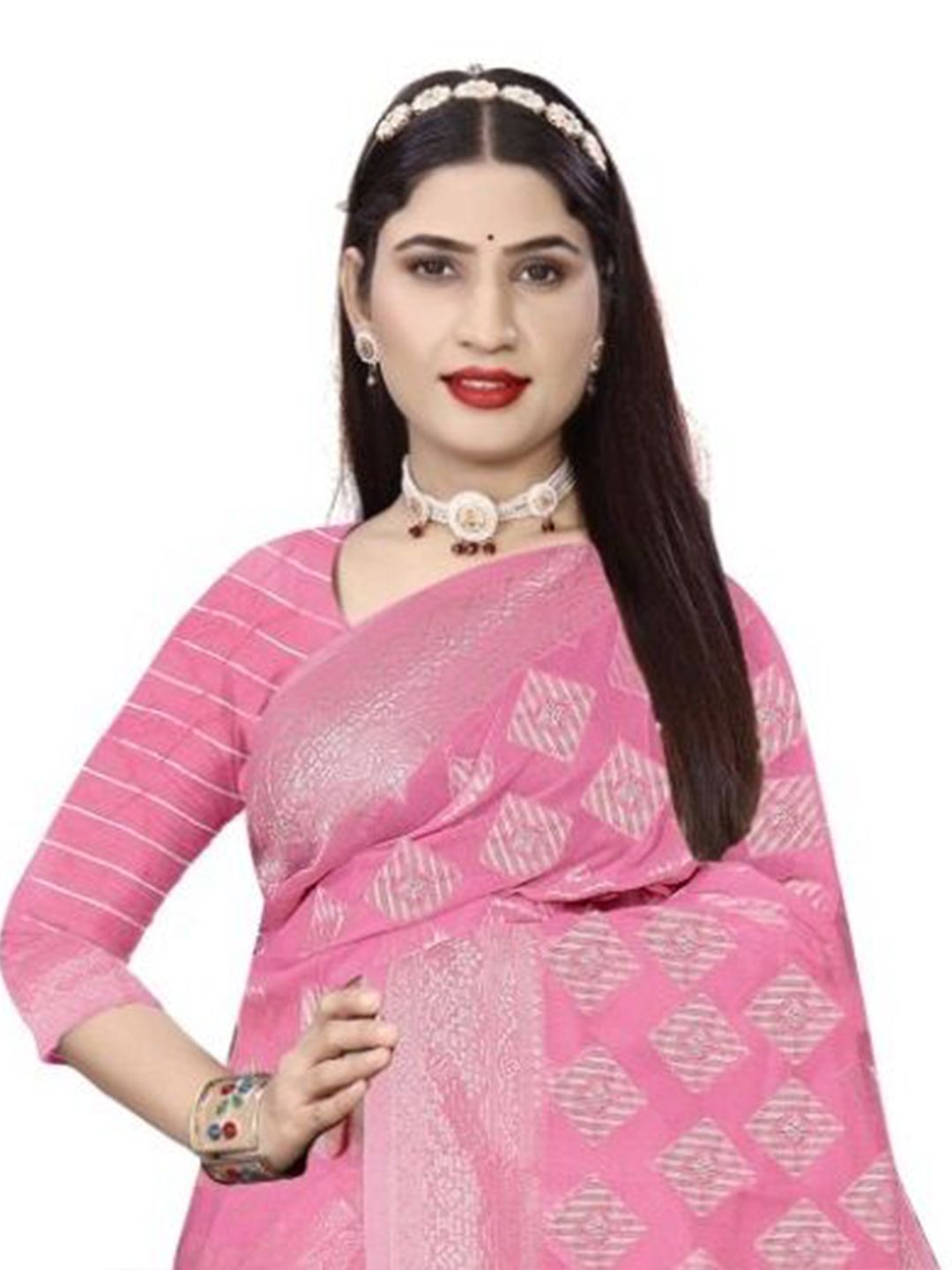 Dhimhi Women's Woven Design Pure Cotton Banarasi Saree