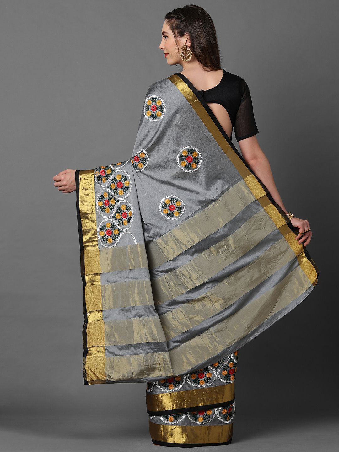 Dhimhi Women's Floral Zari Jamdani Saree
