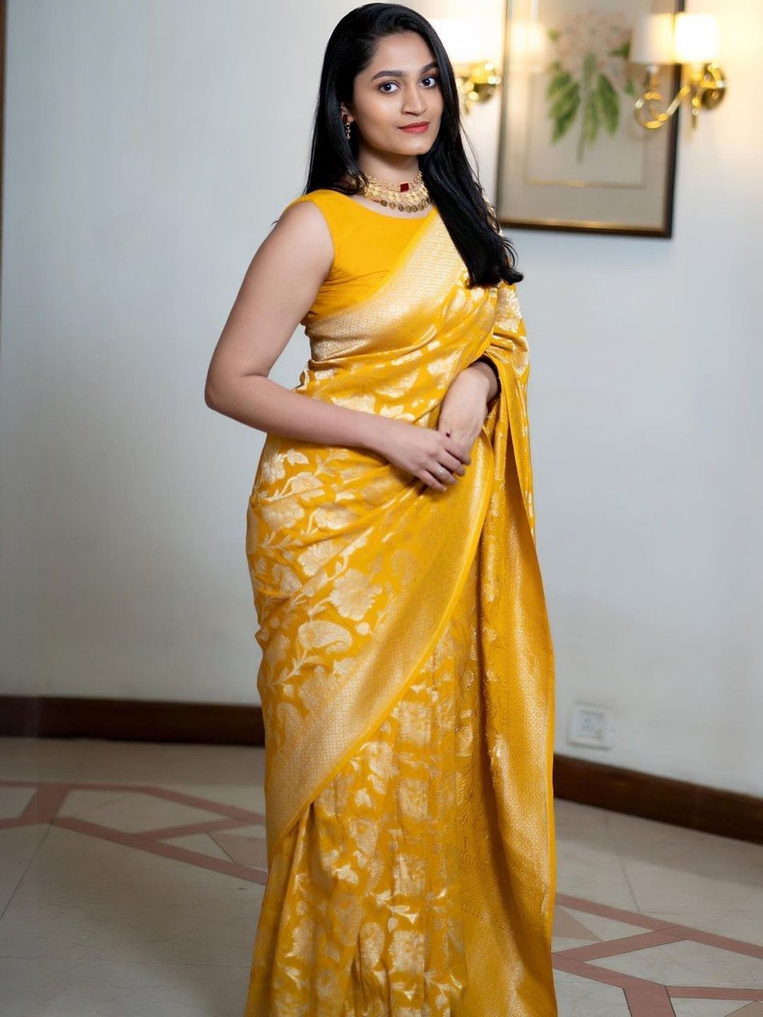 Dhimhi Women's Woven Design Zari Art Silk Handloom Kanjeevaram Saree - dhimhi