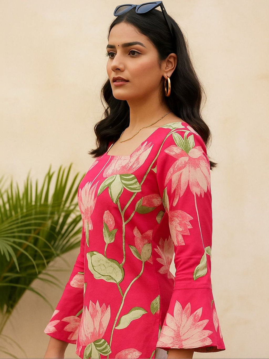 Women Floral Printed Thread Work Floral Kurta