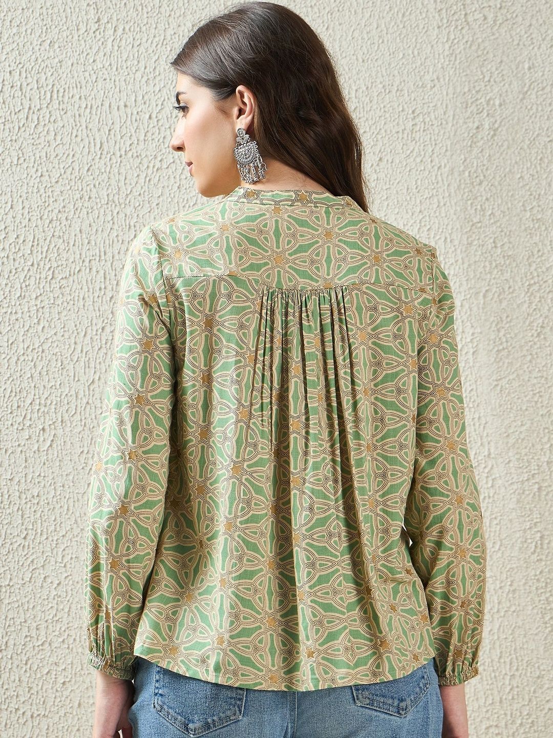 Dhimhi Women's Anouk Ethnic Motifs High Neck Regular Top