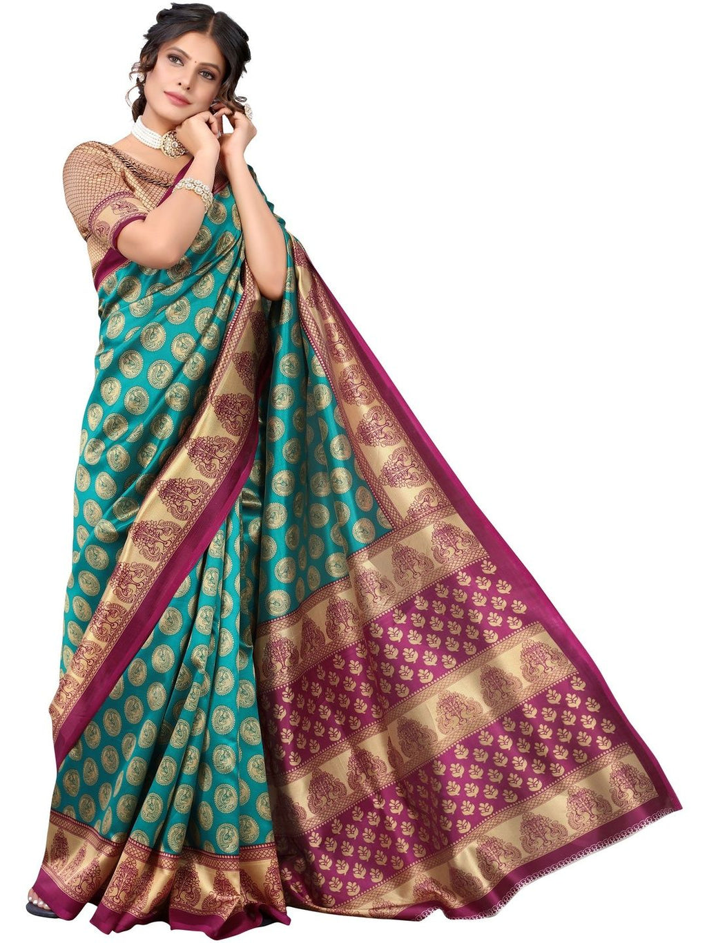 Dhimhi Women's Printed Art Silk Saree