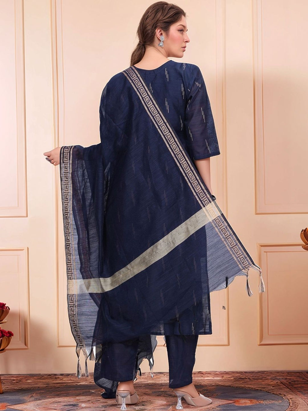 Dhimhi Women's Ethnic Motifs Printed Regular Kurta with Trousers & With Dupatta