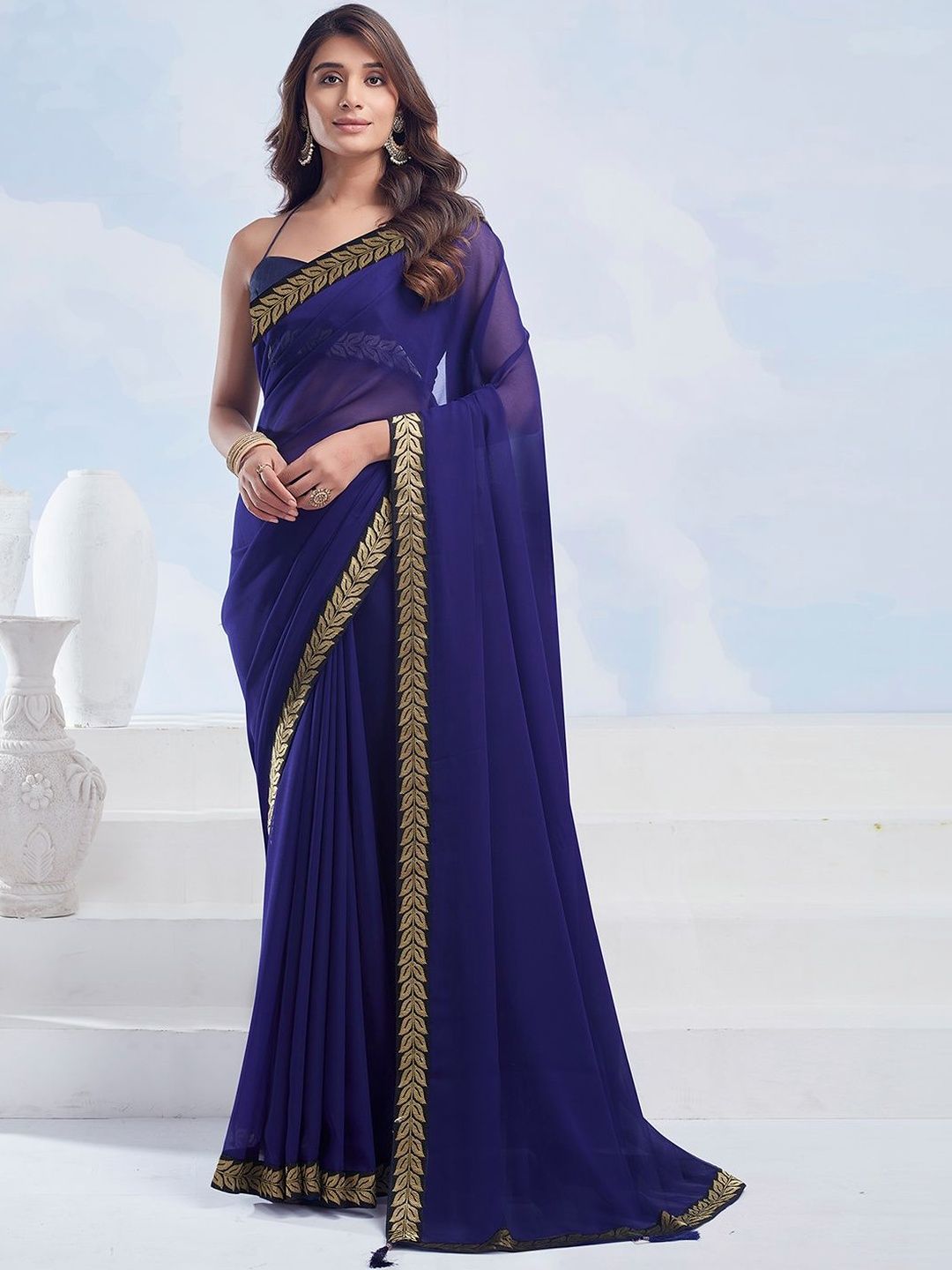 Dhimhi Women's Embellished Poly Georgette Saree