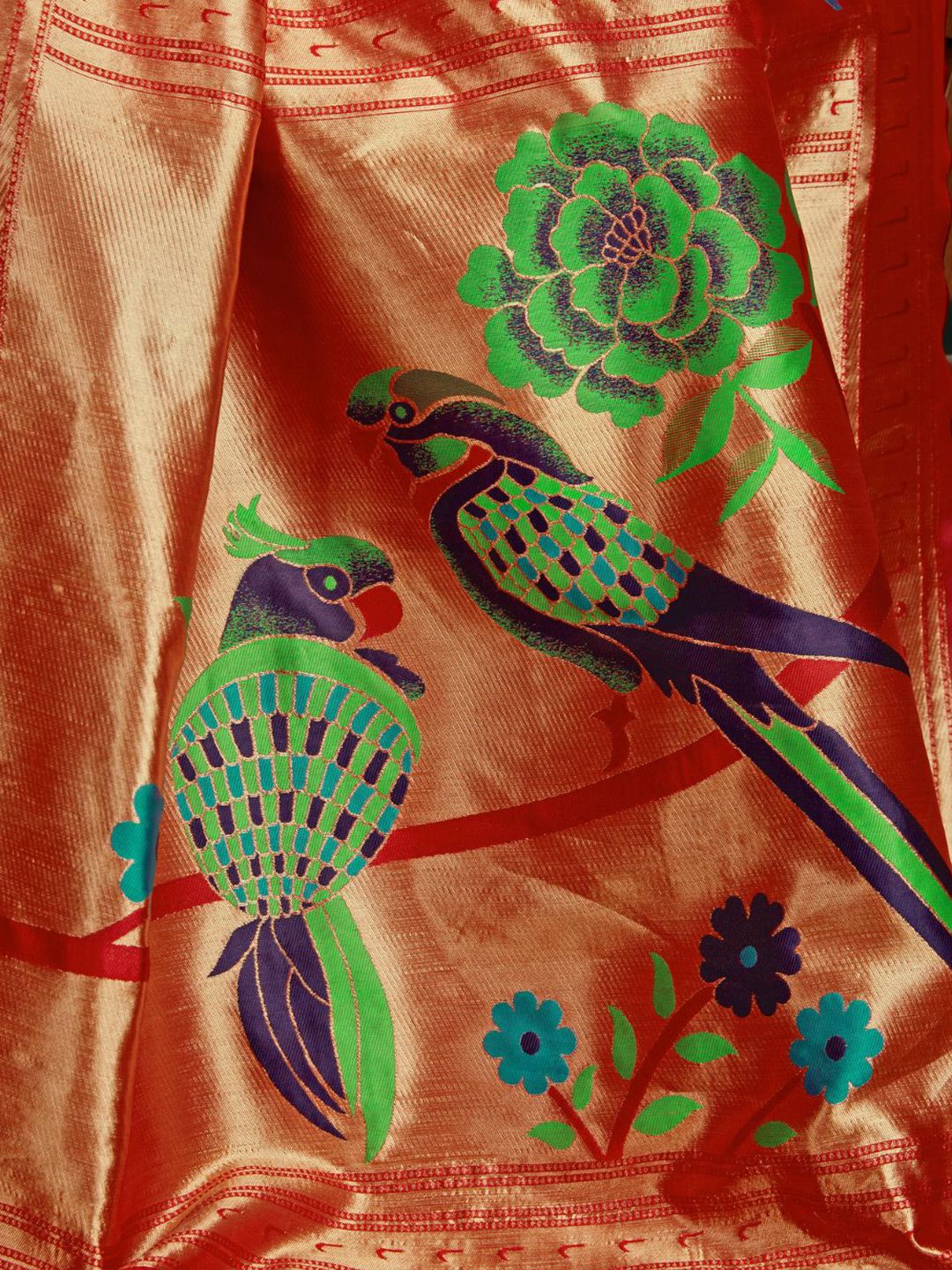 Dhimhi Women's Ethnic Motifs Silk Blend Woven Paithani Saree with Blouse Piece - dhimhi