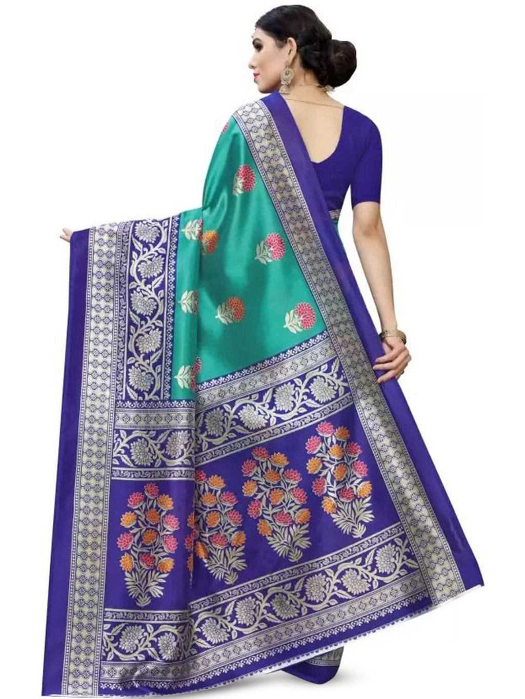 Dhimhi Women's Floral Printed Saree With Blouse Piece
