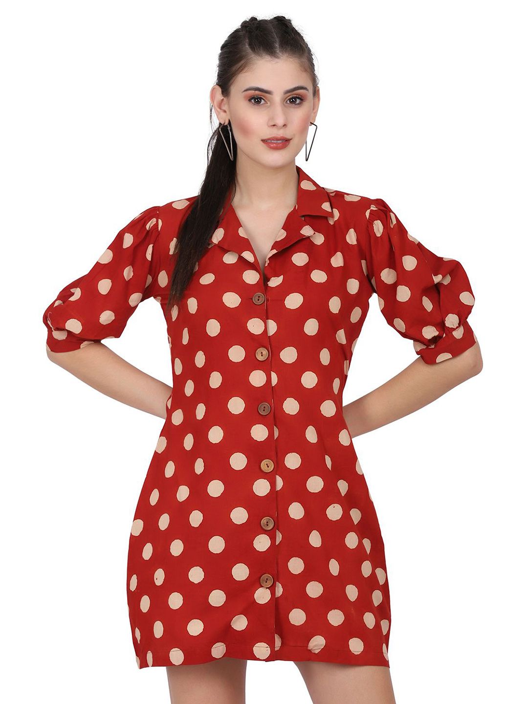 Dhimhi Women's Polka Dot Printed Cotton Top