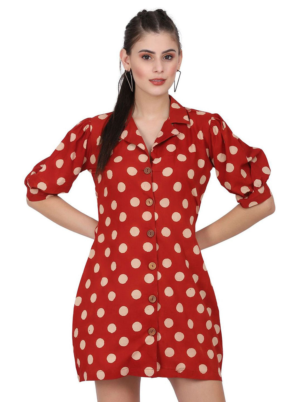 Dhimhi Women's Polka Dot Printed Cotton Top
