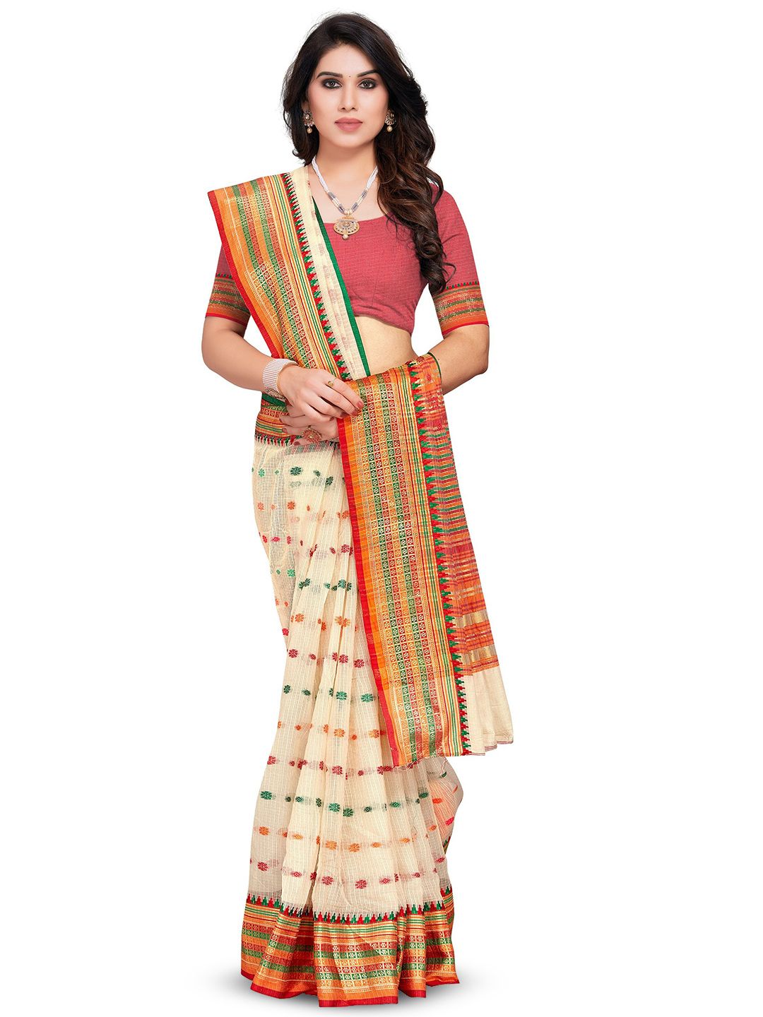 Dhimhi Women's Woven Design Zari Kota Saree