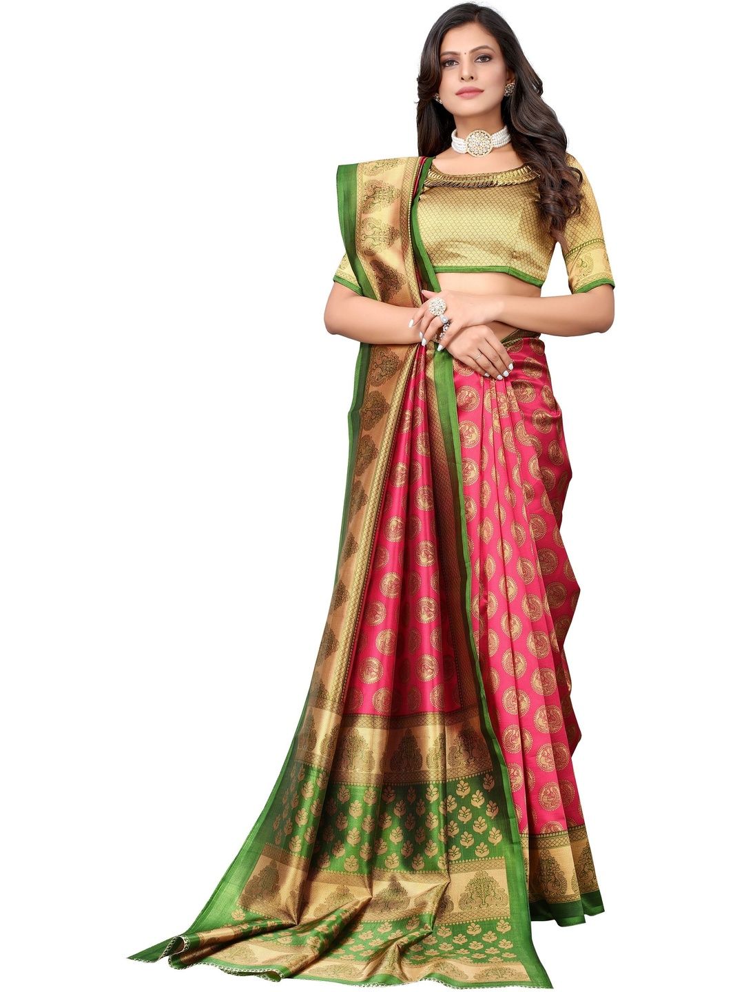 Dhimhi Women's Ethnic Motifs Zari Art Silk Handloom Saree