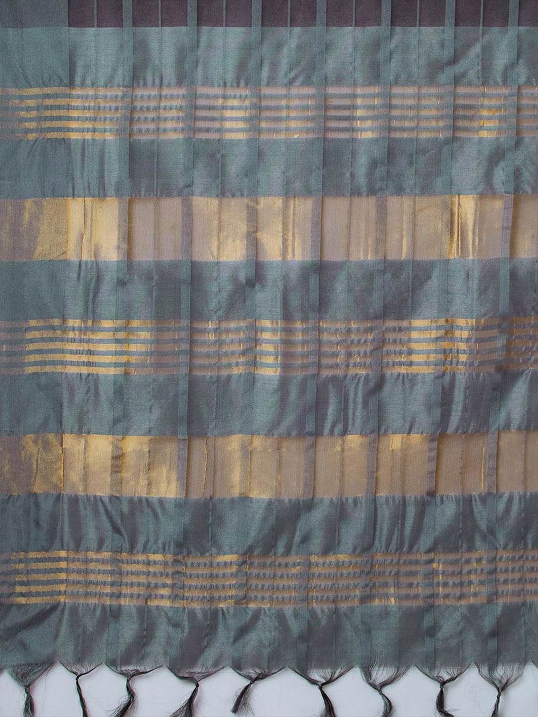 Dhimhi Women's Woven Design Checked Zari Saree