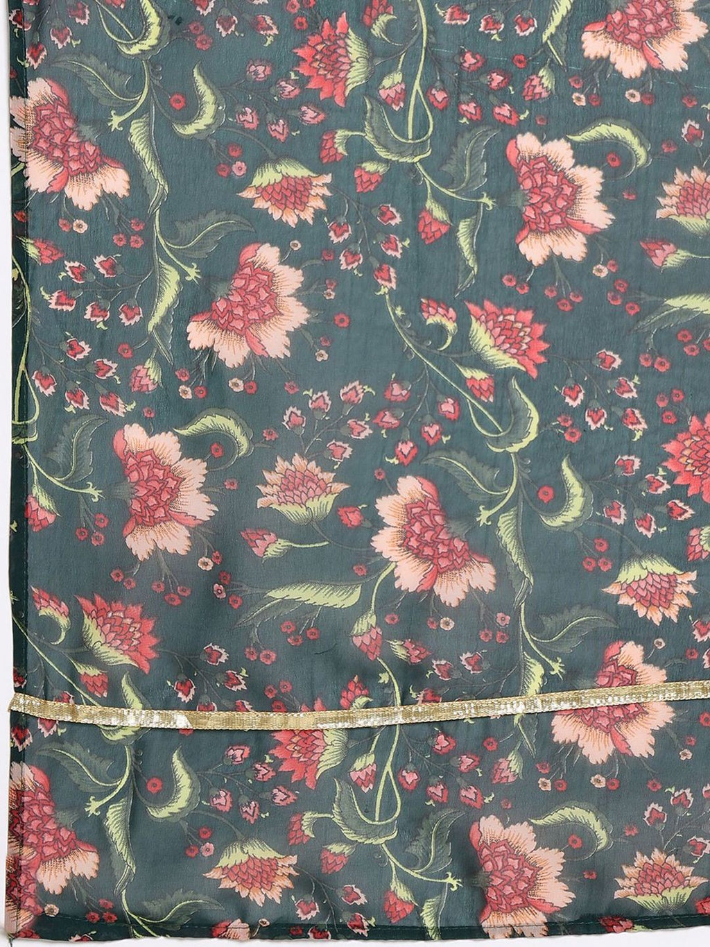 Round Neck Long Sleeves Anarkali Kurta With Georgette Dupatta