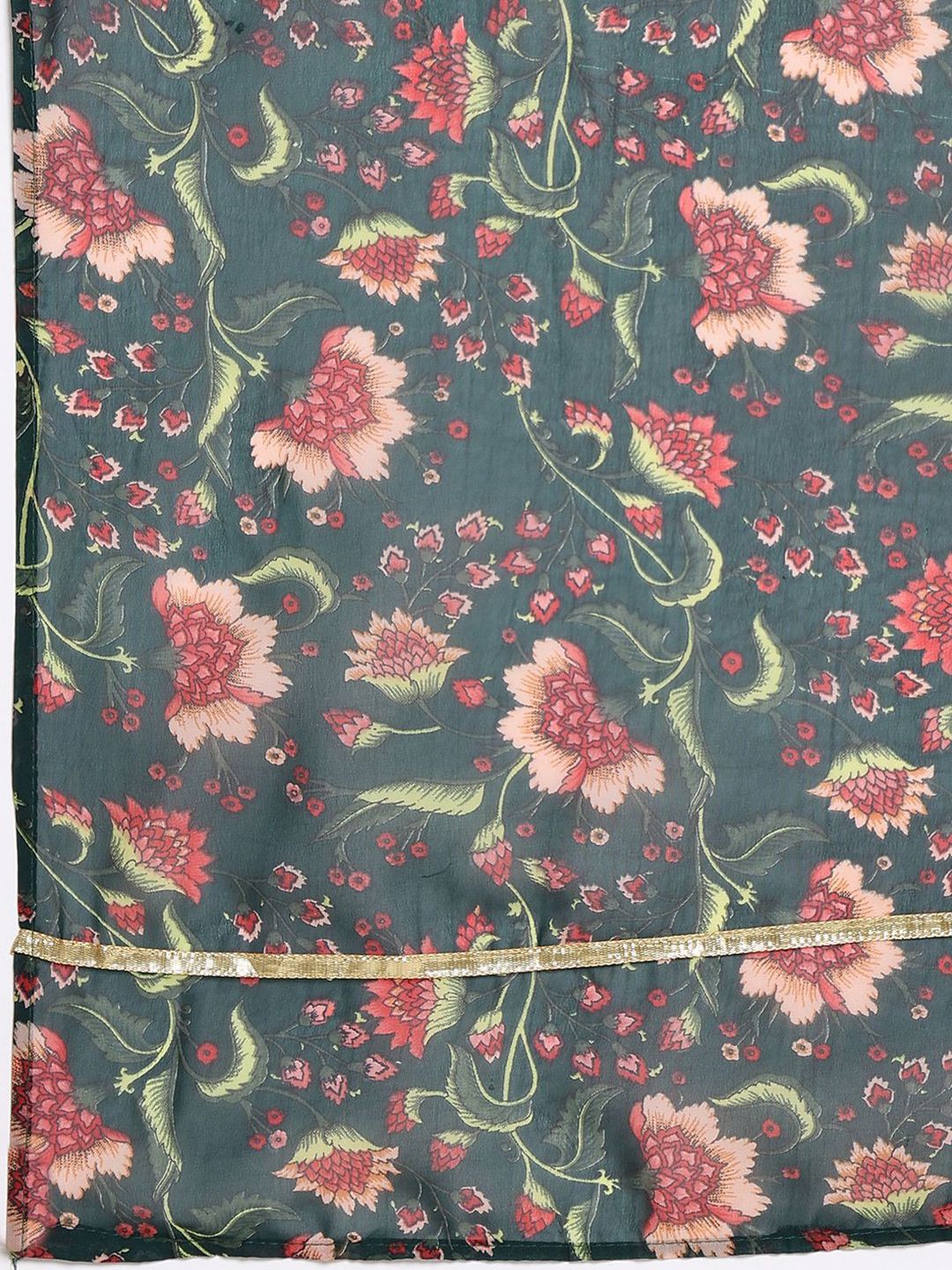 Round Neck Long Sleeves Anarkali Kurta With Georgette Dupatta