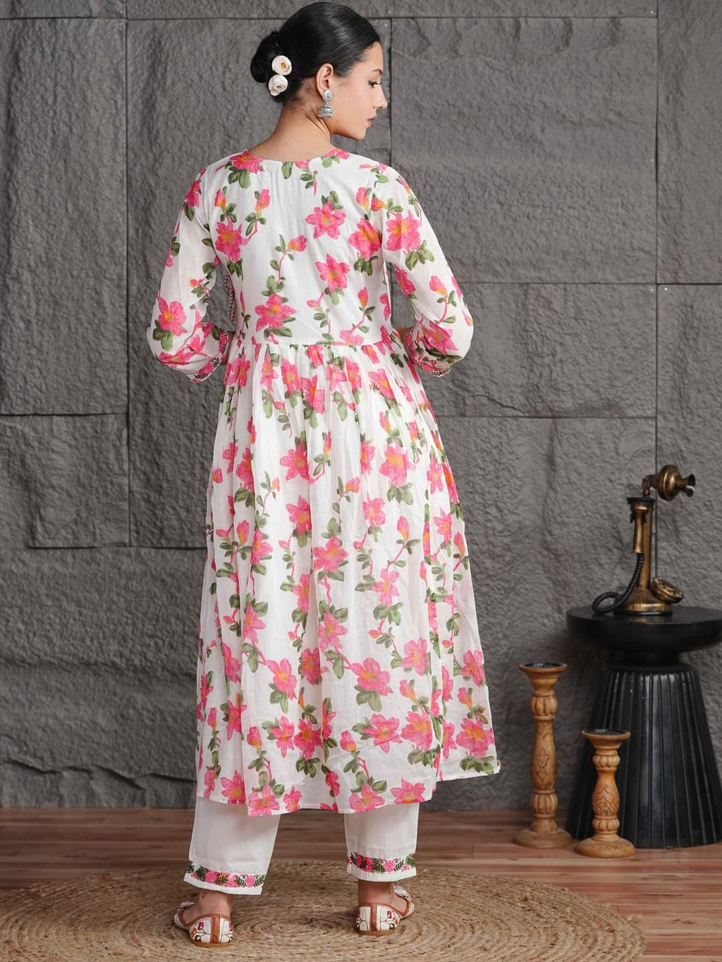 Dhimhi Women Anarkali Kurta & Angarkha Pattern & Embroidery Work Kurta Trousers & Dupatta