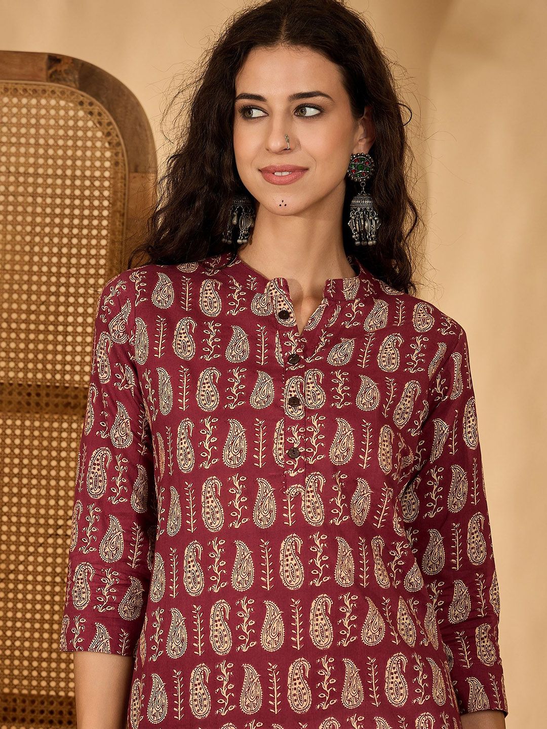 Women Printed Pure Cotton Straight Kurta