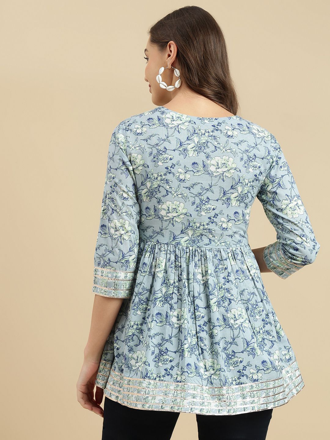 Dhimhi Women's Floral Print Pure Cotton Top