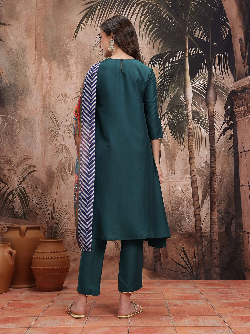 Dhimhi Women's A-Line Kurta with Trousers & Dupatta