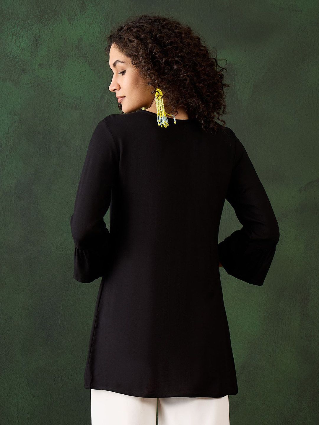 Dhimhi Women's Floral Embroidered Round Neck Top