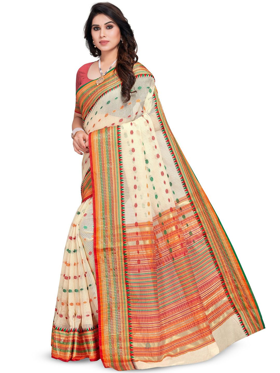 Dhimhi Women's Woven Design Zari Kota Saree