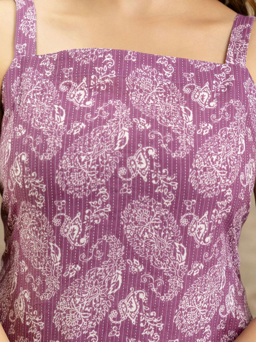 Paisley Printed Square Neck Cotton Straight Kurta