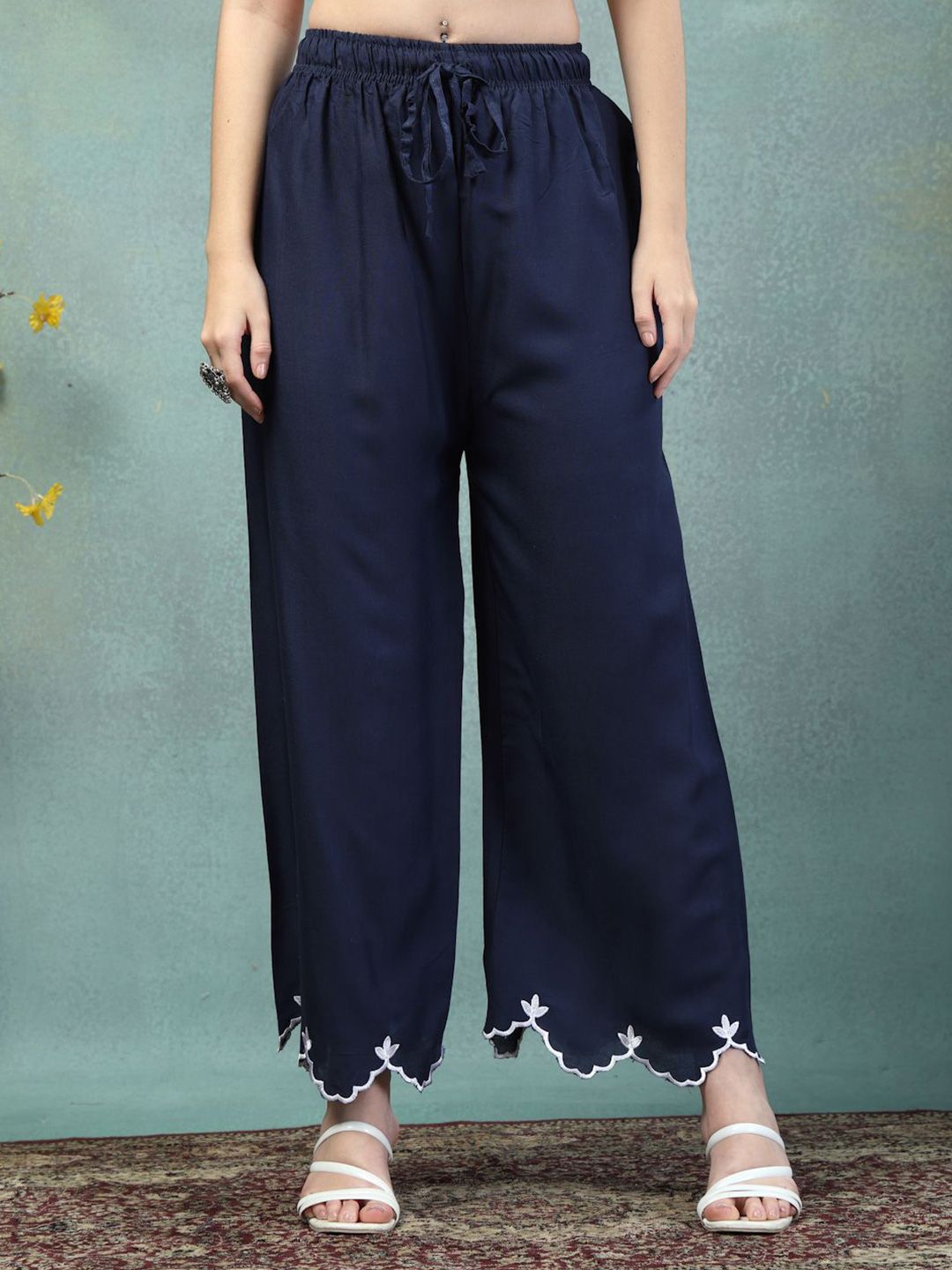 Dhimhi Women's Hem Design Ethnic Palazzos