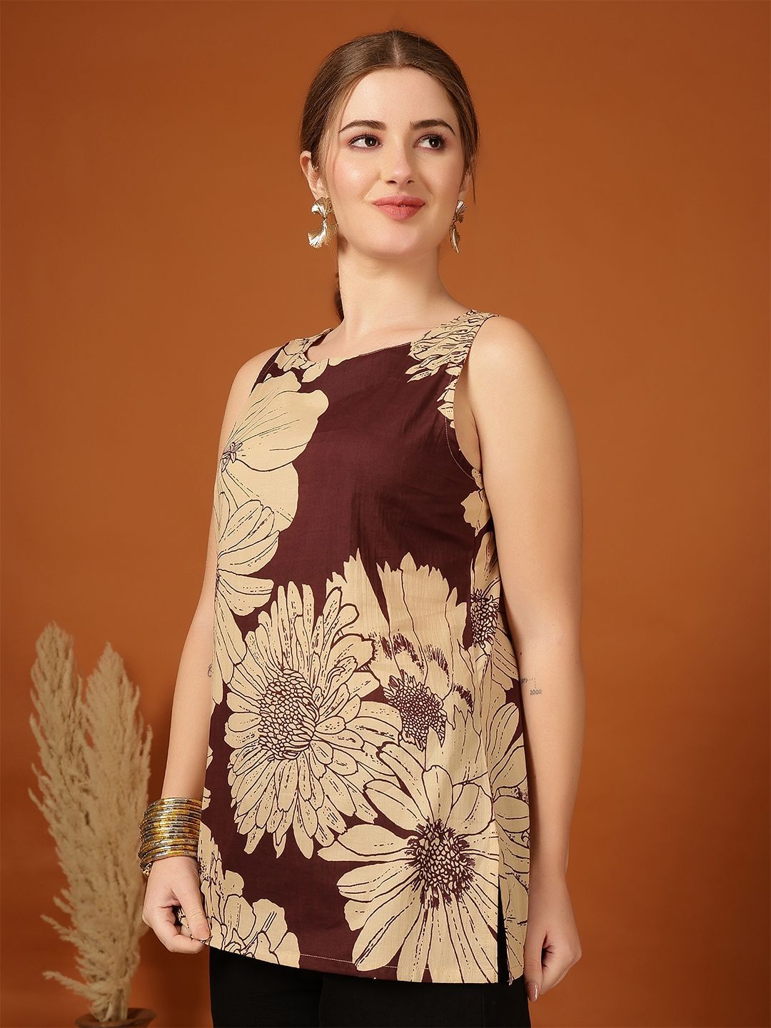 Dhimhi Women's Floral Printed Cotton Top