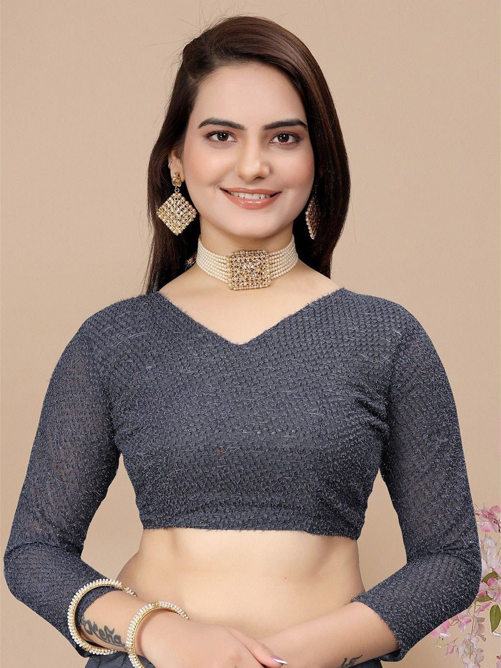 Dhimhi Women's Striped Pure Chiffon Saree