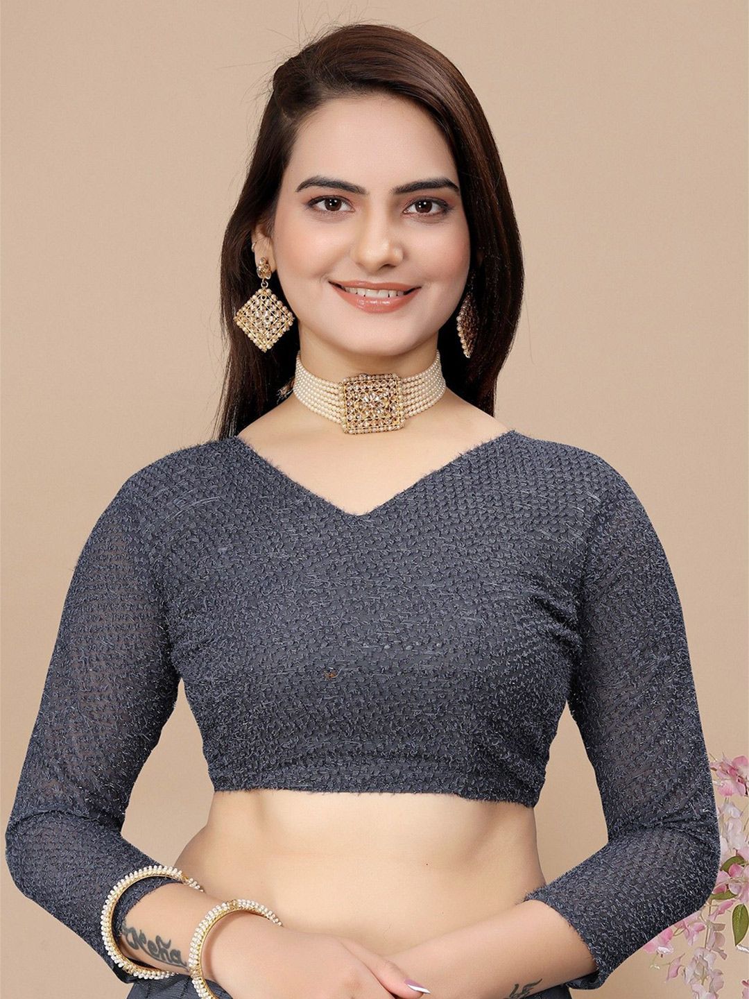 Dhimhi Women's Striped Pure Chiffon Saree