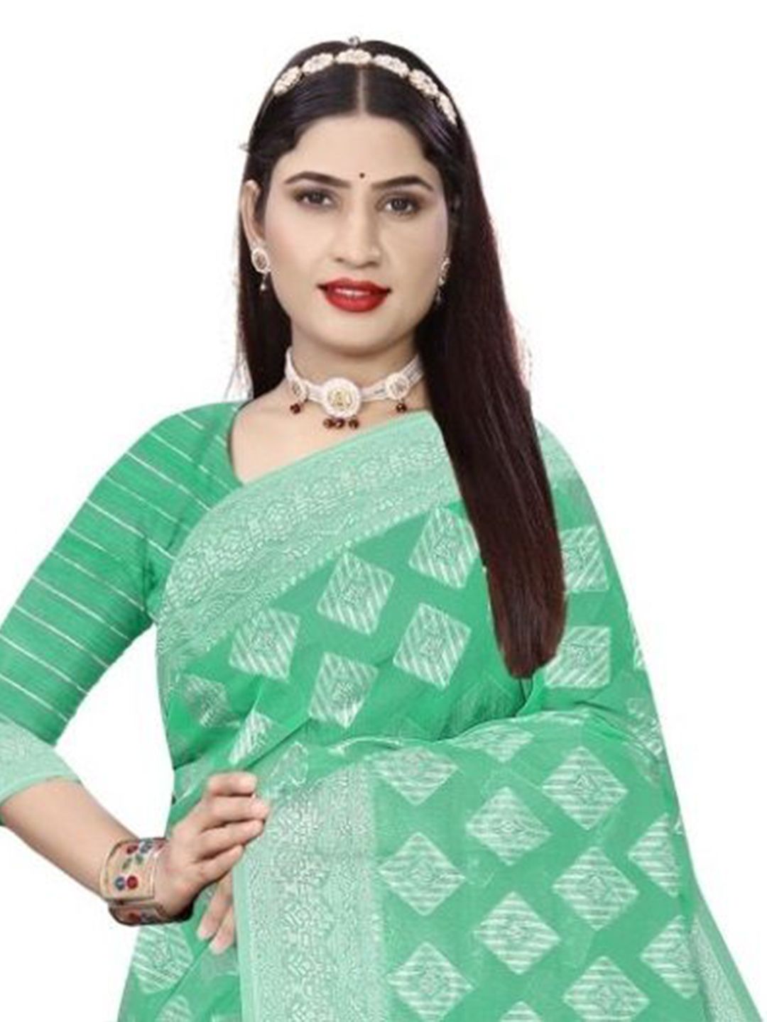 Dhimhi Women's Woven Design Zari Pure Cotton Saree