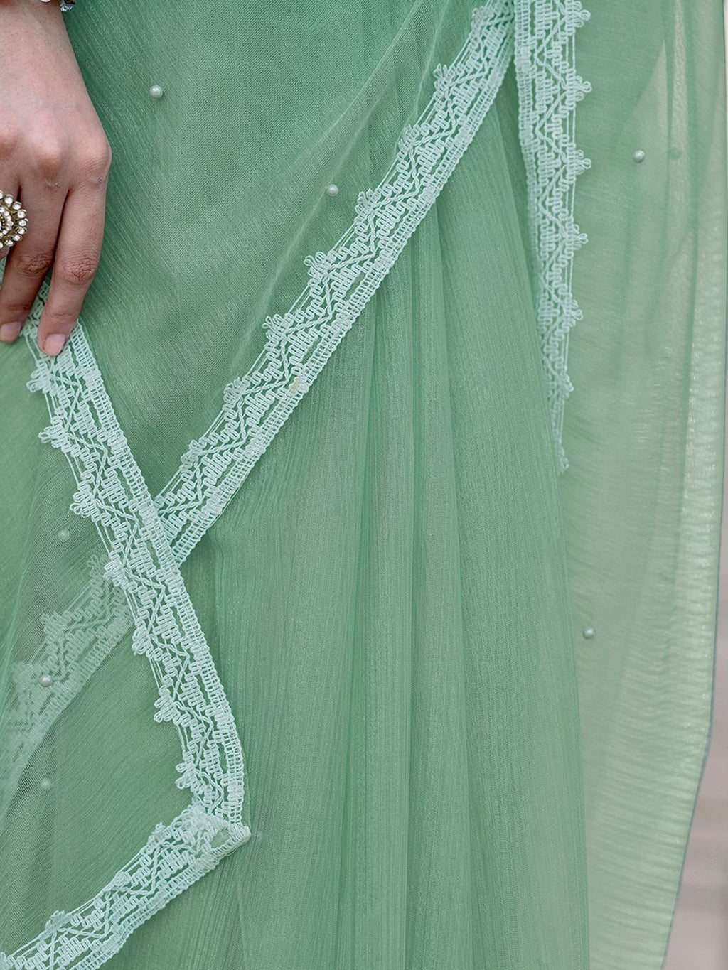 Dhimhi Women's Beads and Stones Supernet Saree