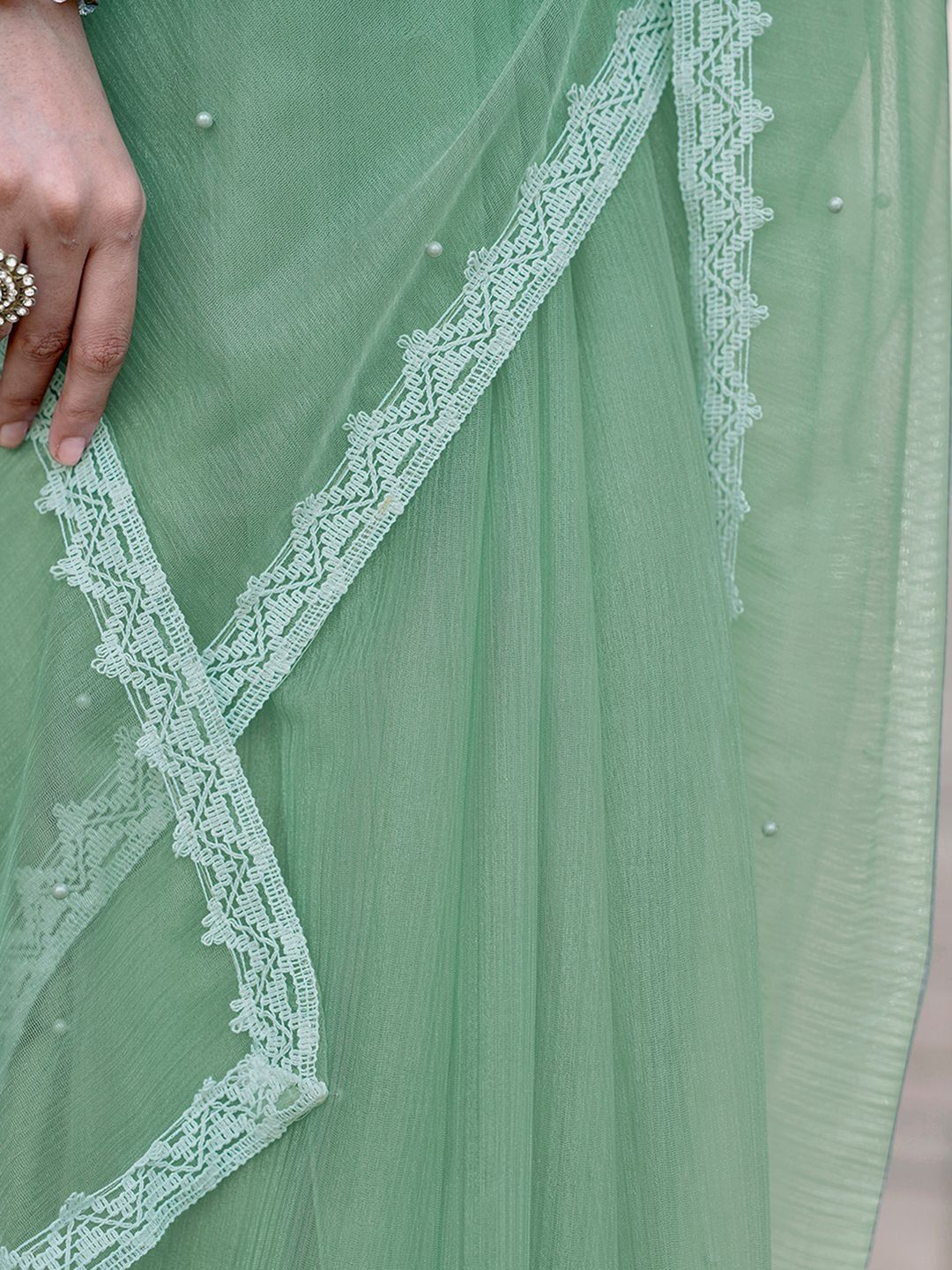 Dhimhi Women's Beads and Stones Supernet Saree