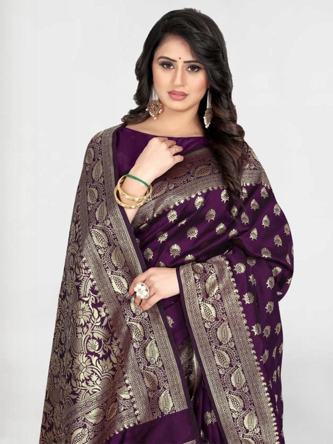 Dhimhi Women's Ethnic Motifs Zari Silk Blend Banarasi Saree
