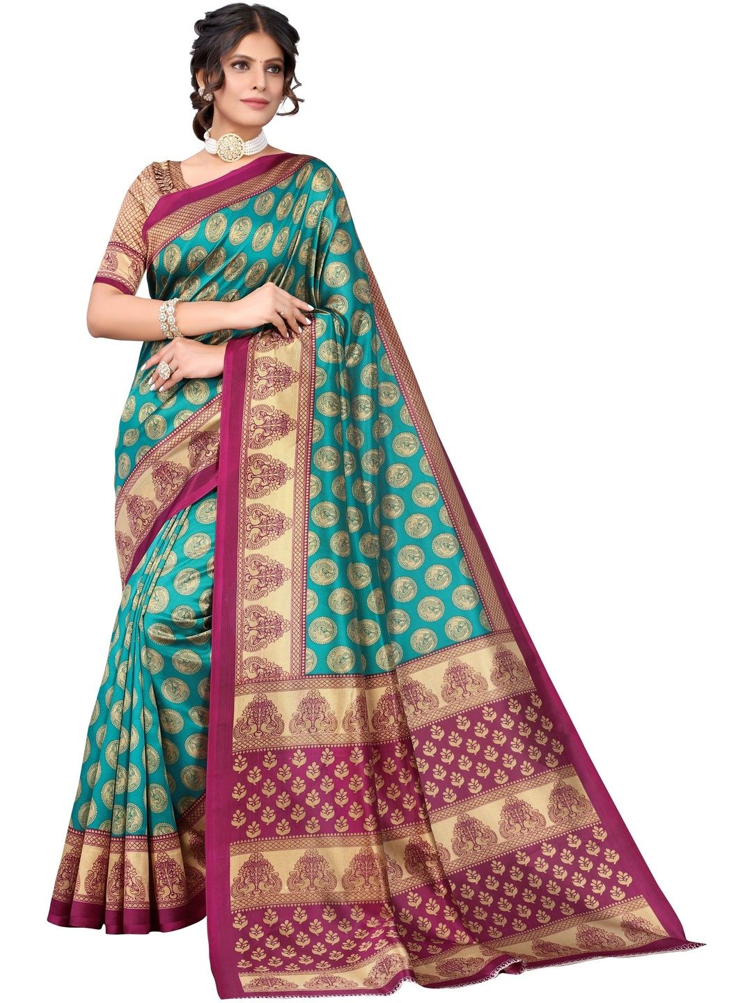 Dhimhi Women's Printed Art Silk Saree