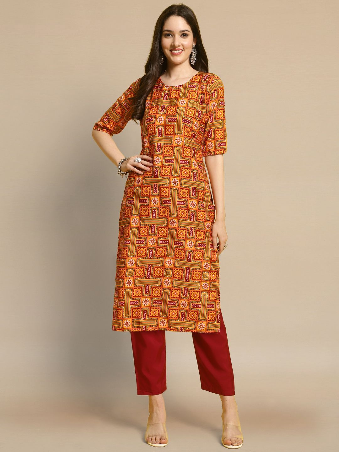 Women Ethnic Motifs Printed Crepe Kurta