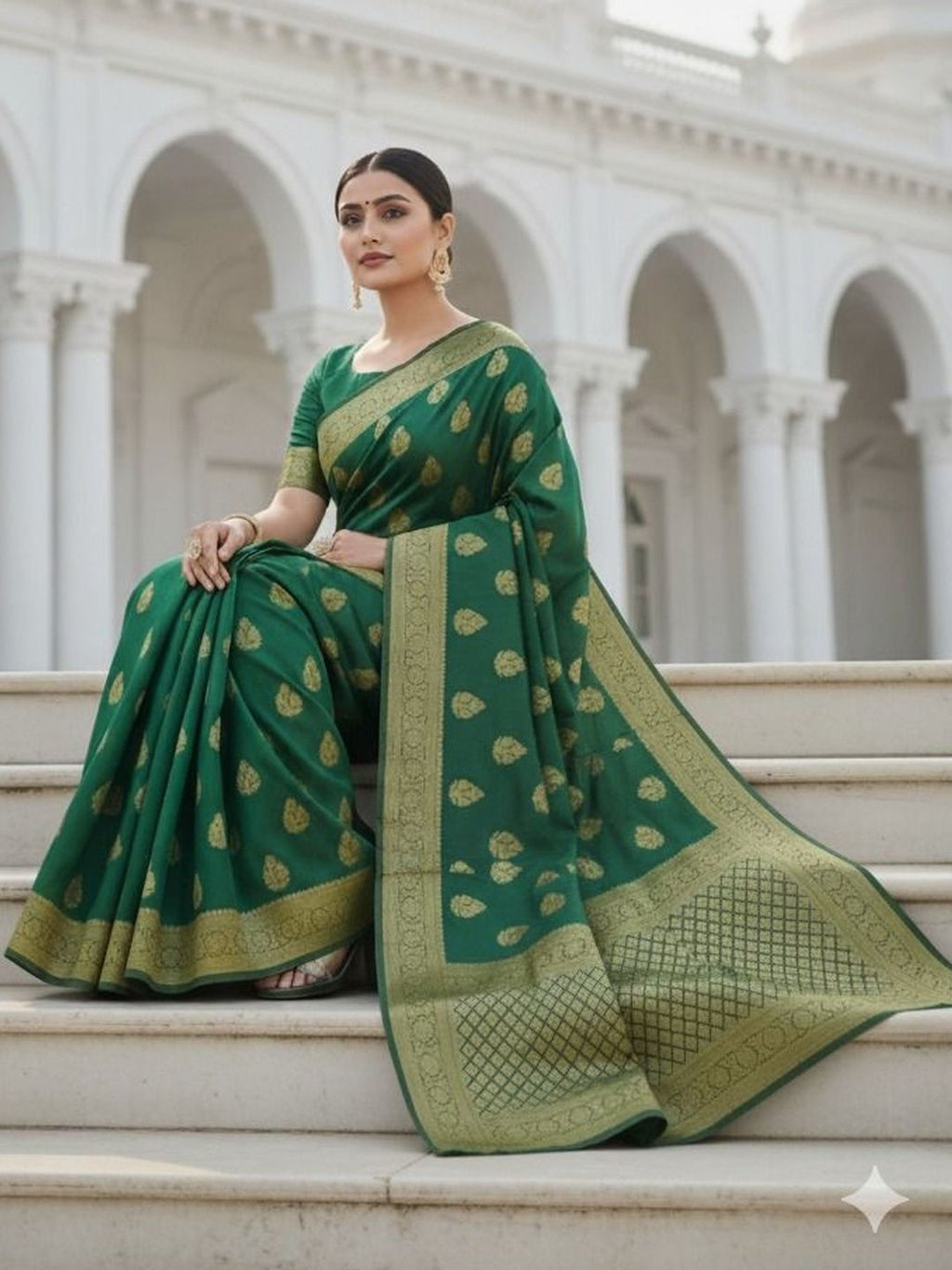 Dhimhi Women's Woven Design Zari Art Silk Banarasi Saree With Unstitched Blouse